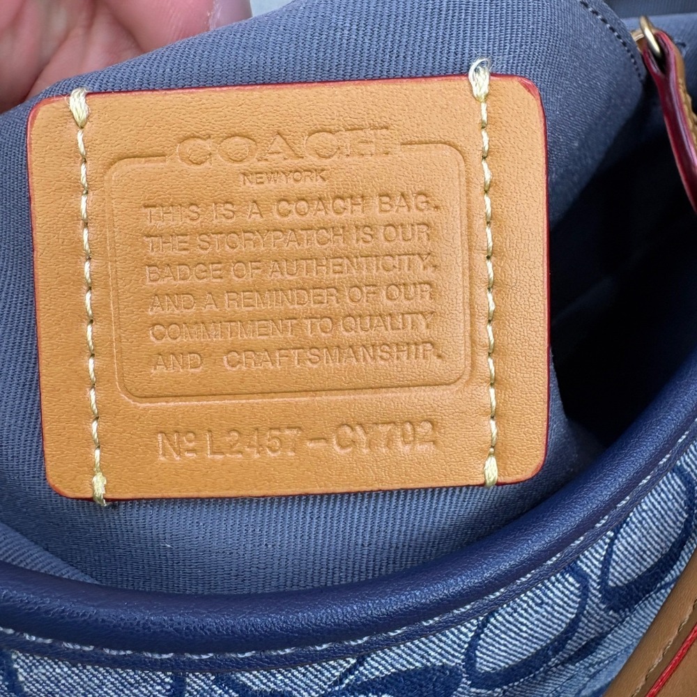 Coach Bag Blue Signature Denim Jacquard Shoulder Luxury CY702 - Picture 8 of 10